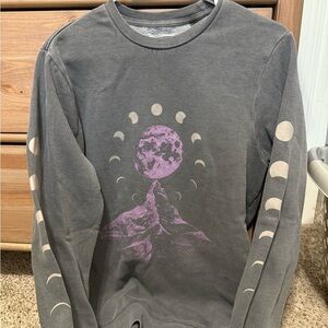 PacSun Gray and Purple Graphic Sweater